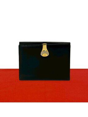 Gucci Vintage GG Logo Leather Bifold Wallet Mini Black